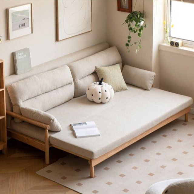 North American Oak Solid Wood Sofa Bed Sleepers Sofa - Midcentury ... regarding North American Oak Solid Wood Sofa Bed Sleepers Sofa, Gravel White 2.13M Sofa Bed 84.1X34.5X34.5Inch