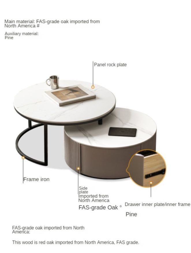 Oak Solid Wood French Light Luxury Rock Plate Coffee Table | Slate ... in Choosing the Perfect Walnut-Colored Oak Rock Plate Coffee Table for Your Space