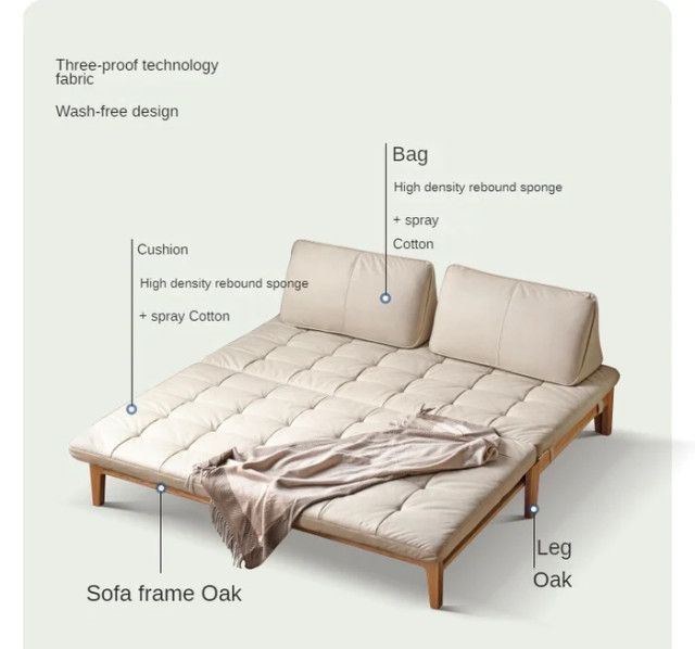 Oak Solid Wood Sleeper Sofa, Walnut Color 62.2X39.8 Inch - 78X34.3 Inch ... with The art of selecting the right storage sofa bed for small spaces