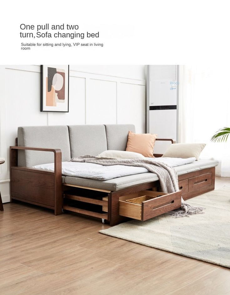 Oak Solid Wood Sofa Bed New Style Foldable Storage Sofa Retractable Bed ... intended for North American Oak Solid Wood Sofa Bed Sleepers Sofa, Gravel White 2.13M Sofa Bed 84.1X34.5X34.5Inch