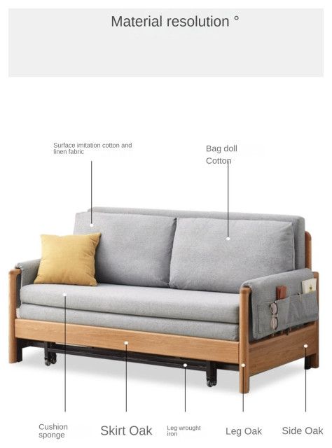 Oak Solid Wood Sofa Foldable Bed Modern - Transitional - Sleeper Sofas ... regarding Oak Solid Wood Sofa Foldable Bed Modern, Fog Gray 1.56M Tri-Fold Sofa Bed 61.4X32.1X31.9"