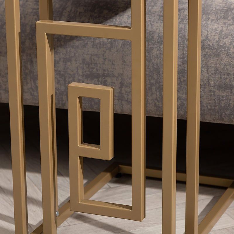 Olympia Gold Metal And Cream White Faux Concrete Sofa Table | Picture ... with regard to Olympia Sofa Table, Natural