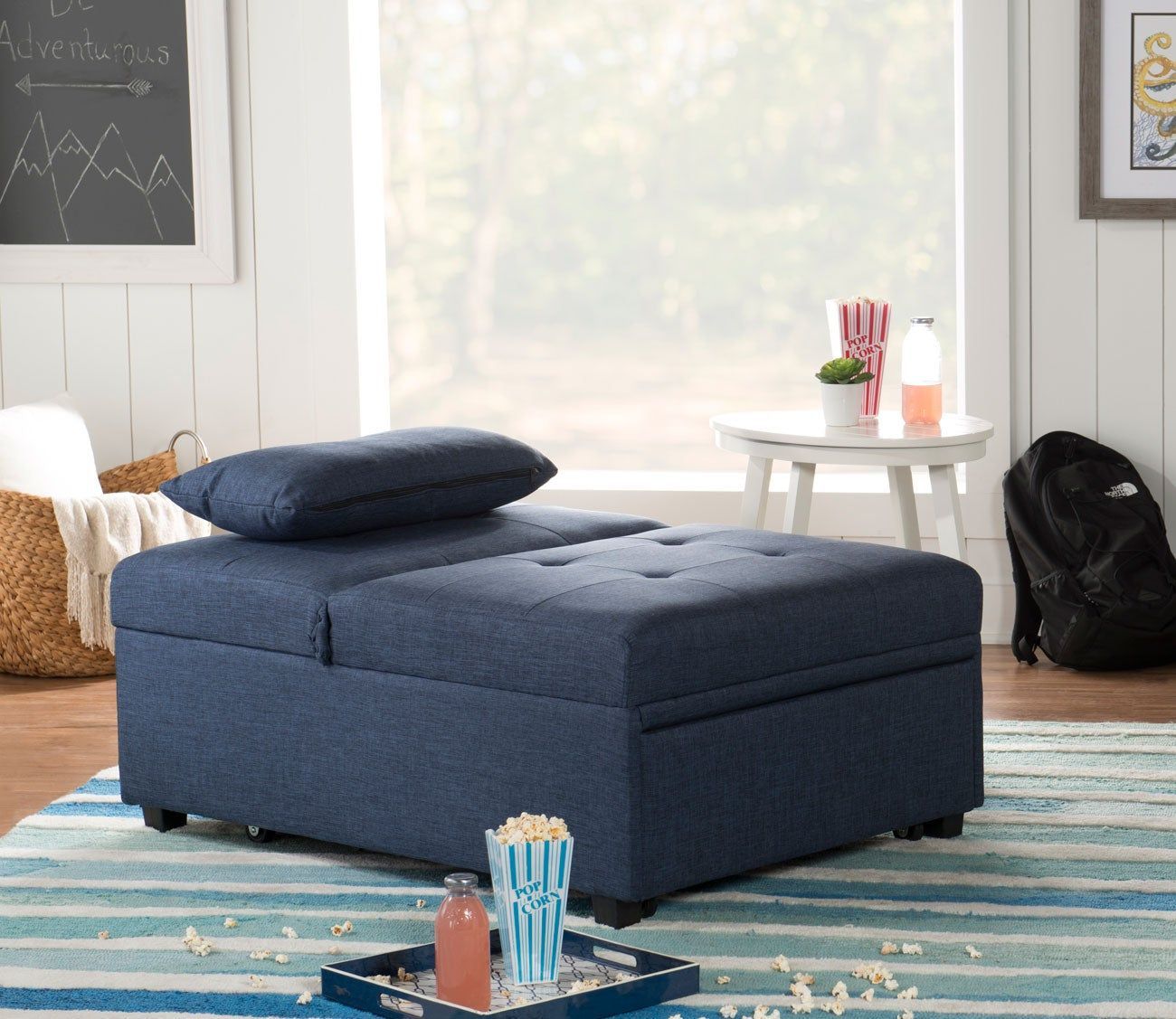 Online Onlyspace-Saving, Stylish, And Accommodating— Powell’s Boone ... intended for Linon Boone Upholstered Tufted Convertible Chair To Sofa Bed With Pillow In Gray