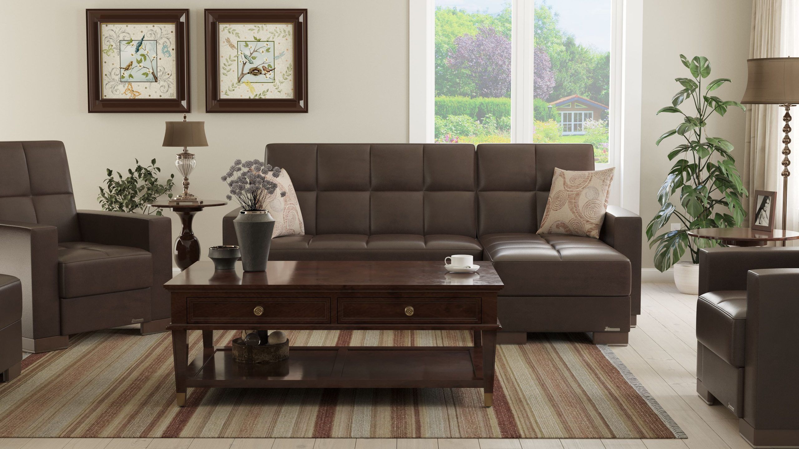 Ottomanson Origins Modern Convertible L-Shaped Sectional Sofa, Brown ... inside Maximizing Seating Comfort Through Strategic Tufting and Material Choices