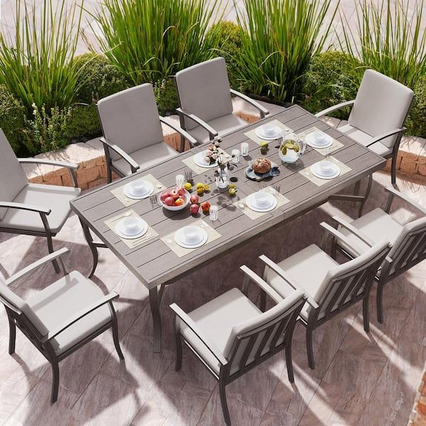 Outdoor Dining Room Sets throughout Freda Outdoor Aluminum 8 Seater Dining Set