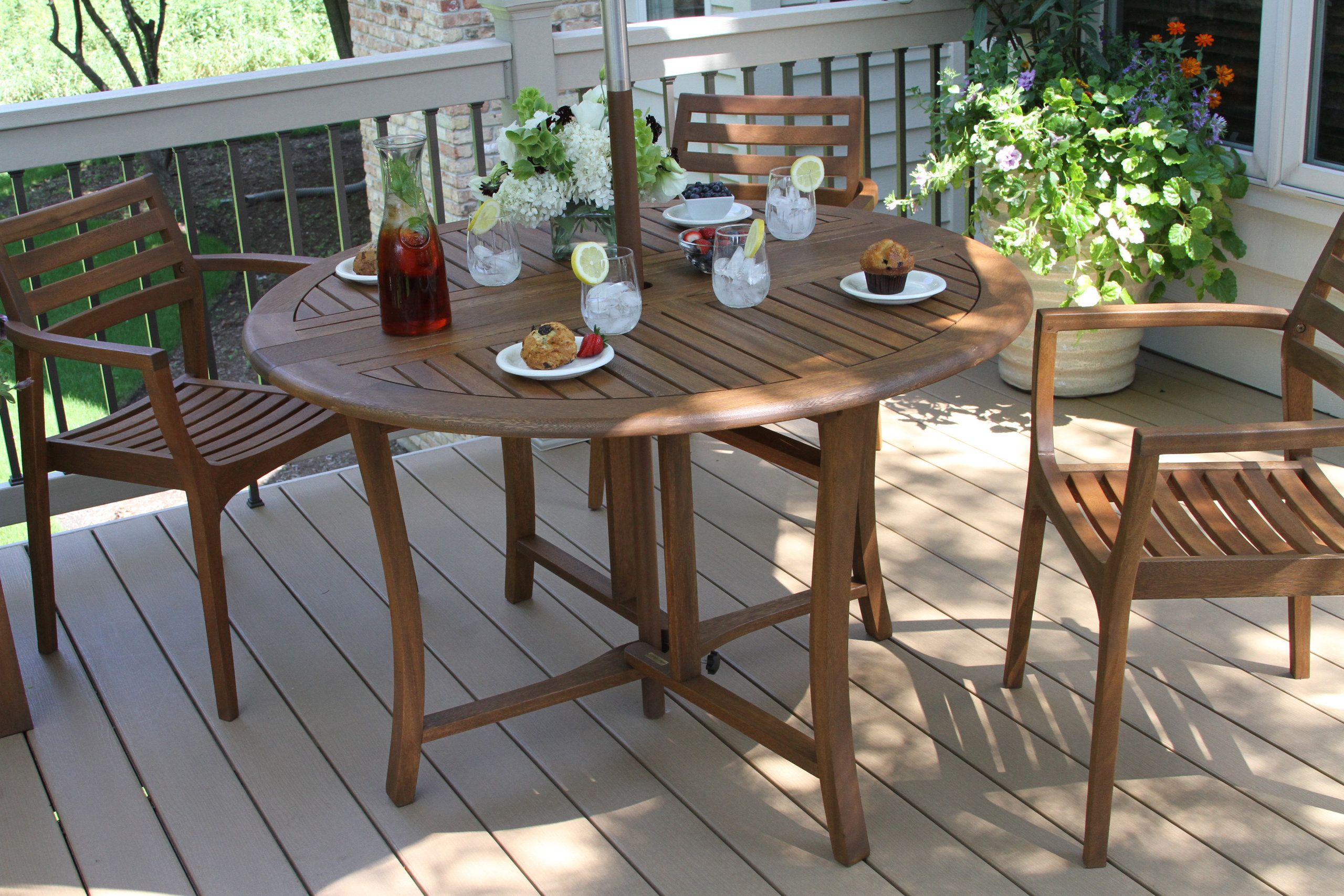 Outdoor Interiors 5-Piece 48&amp;quot; Round Eucalyptus Folding Dining Set ... for Eco-Friendly Outdoor Furniture: Sustainable Options for Your Home
