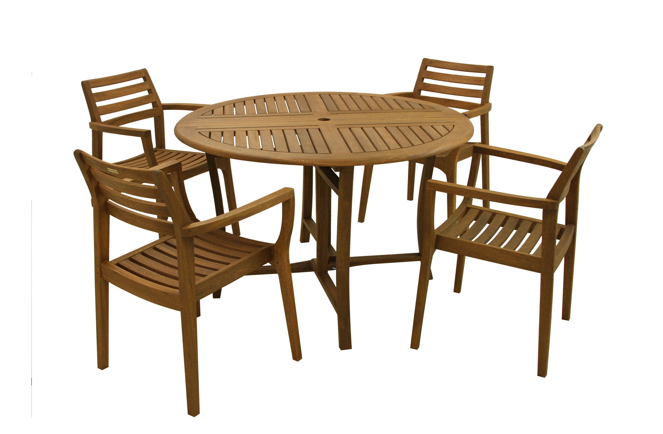 Outdoor Interiors 5-Piece 48&amp;quot; Round Eucalyptus Folding Dining Set ... throughout Outdoor Interiors 5-Piece 48&amp;quot; Round Eucalyptus Folding Dining Set