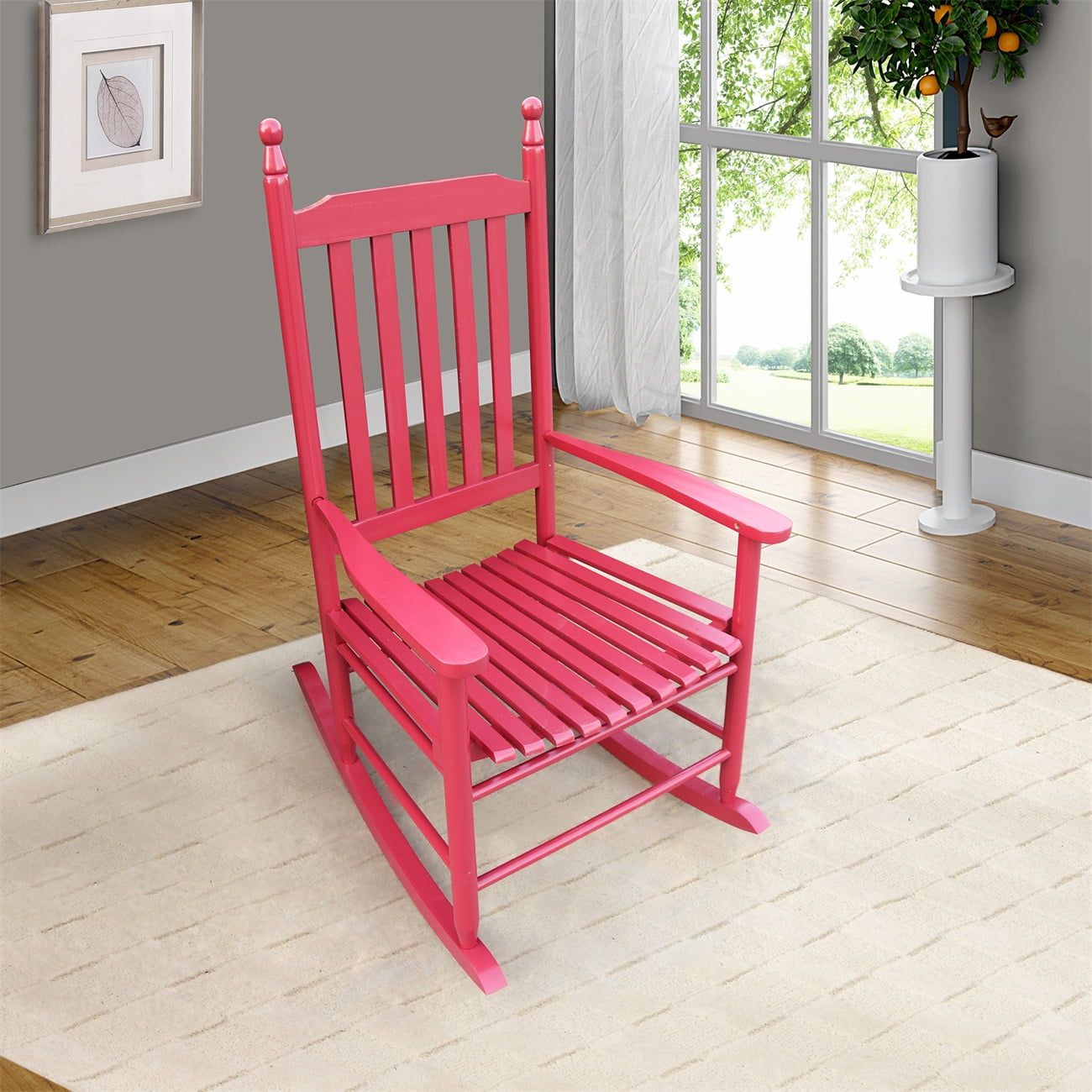 Outdoor Porch Rocker Chair, Wooden Rocking Chair With Slatted Backrest ... intended for Classic All-Weather Rocking Chair With Slatted Back & Contoured Seat