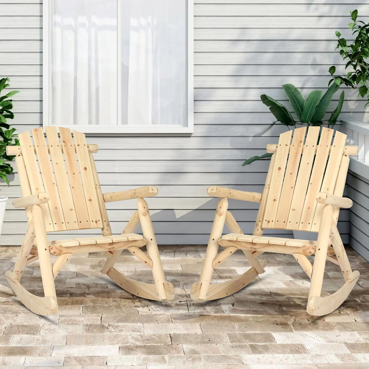 Outdoor Wooden Rocking Chair, Patio Log Rustic Adirondack Porch Rocker ... with Finding Your Perfect All-Weather Rocking Chair The Slatted Back Contoured Seat Difference