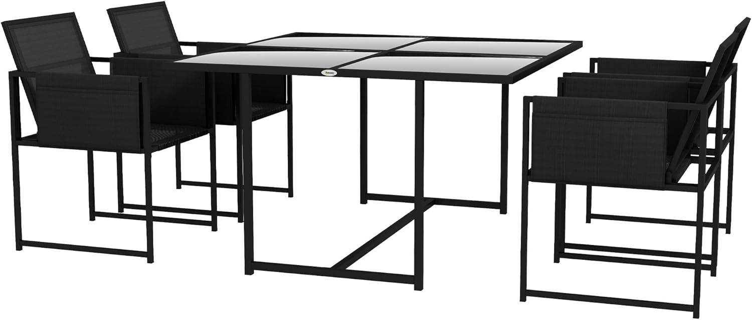 Outsunny 5 Pcs Garden Dining Set, 4 Seater Outside Table And Chairs ... within Bennington Patio 4-Seater Aluminum Dining Set With Tempered Glass Table Top, Tempered Glass