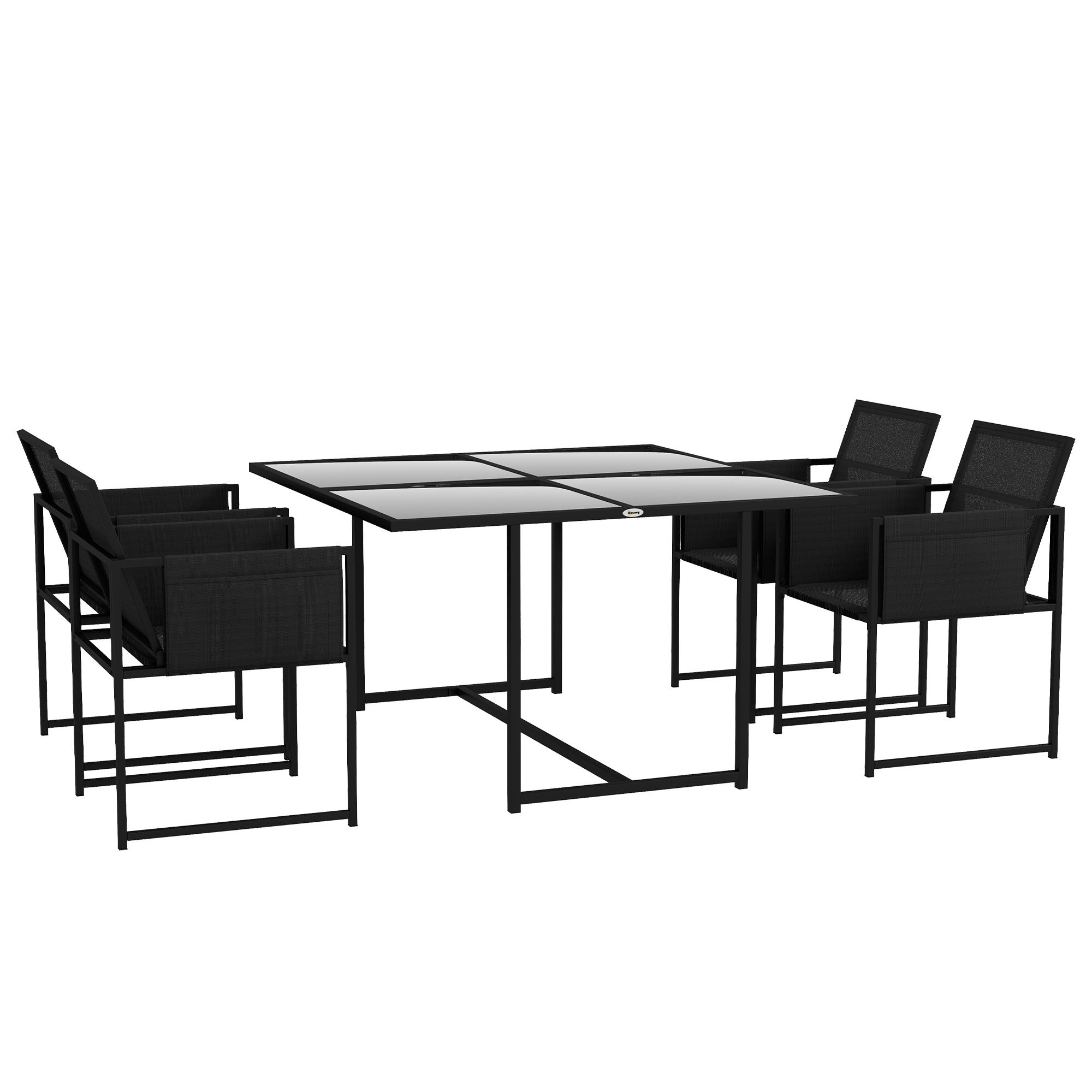 Outsunny 5 Piece Garden Dining Set With Breathable Mesh Seat ... within Bennington Patio 4-Seater Aluminum Dining Set With Tempered Glass Table Top, Tempered Glass