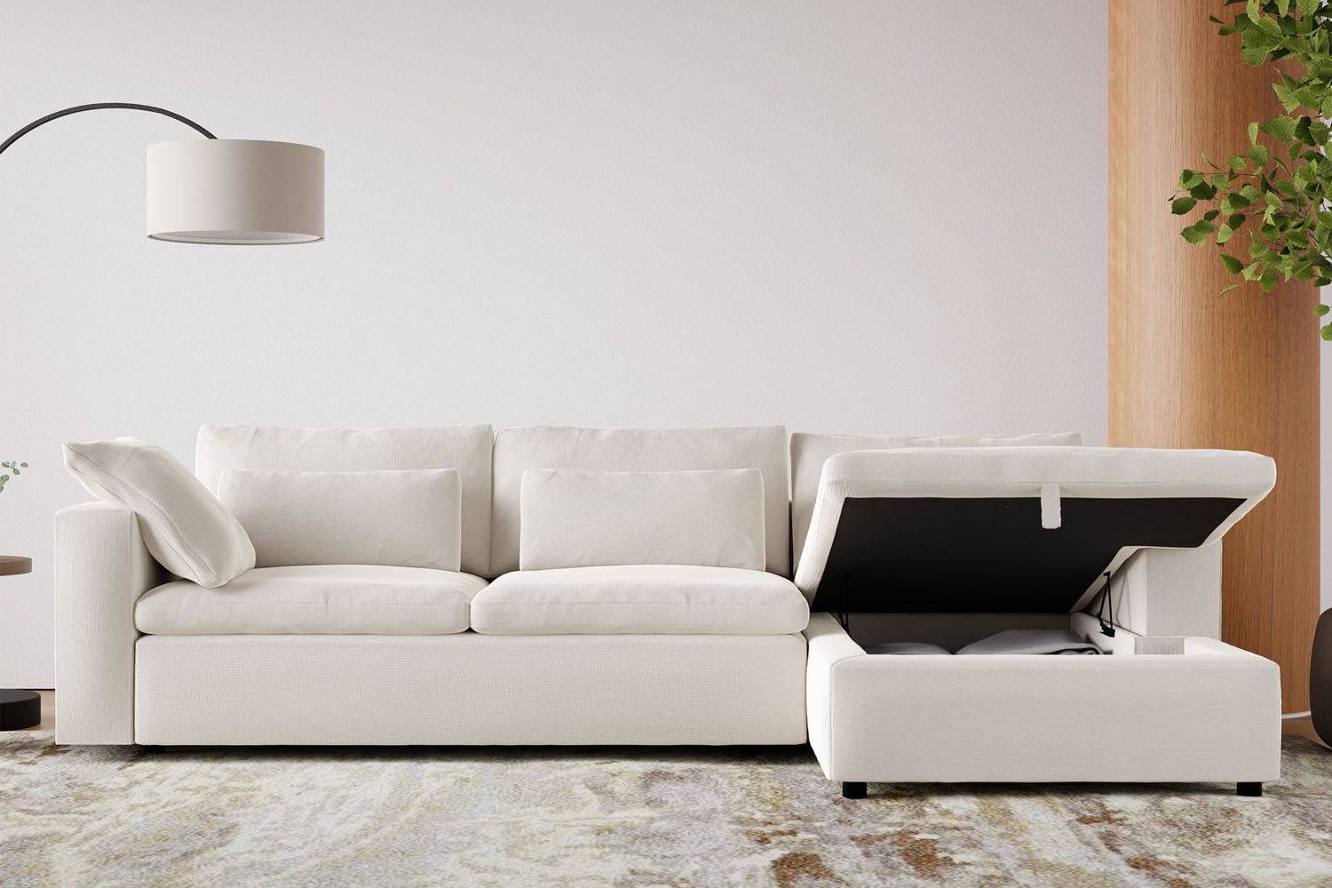 Pacifica Square Arm Upholstered Sectional Sleeper Sofa With Reversible Storage Chaise ... pertaining to Ruxley 123"W Corduroy Sleeper Sectional Sofa With Storage Chaise, Gray
