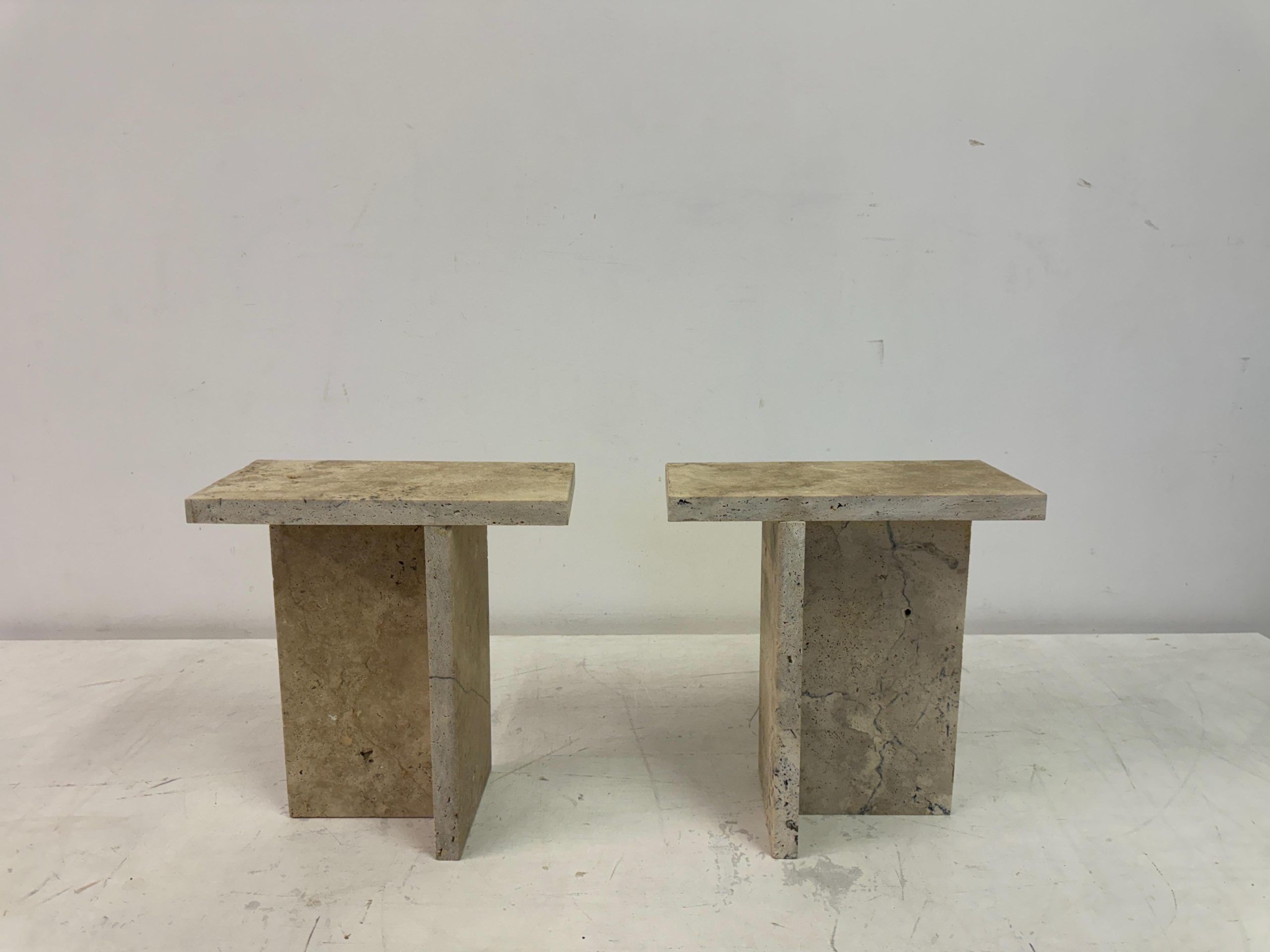 Pair Of Travertine Side Tables For Sale At 1Stdibs with Designing with faux stone the modern way Studio London's 2-piece side table collection