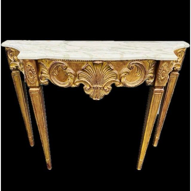 Palladio Style Italian Painted Gilt Marble Top Console Table | Chairish in Palladio Console Table