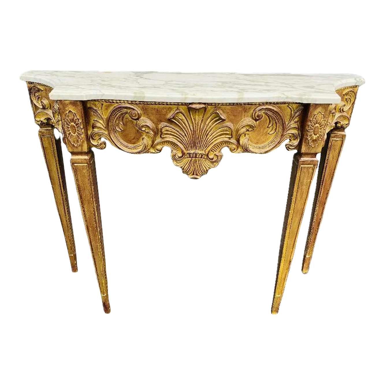 Palladio Style Italian Painted Gilt Marble Top Console Table | Chairish pertaining to Exploring the Versatility of Palladio Console Tables in Home Decor