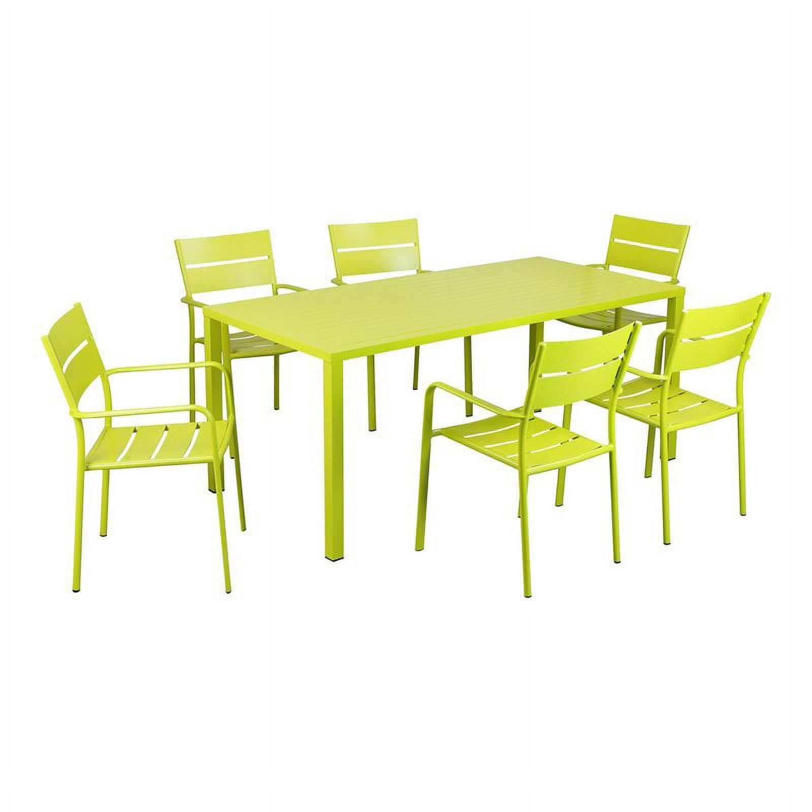 Pangea Home Miami 7-Piece Modern Aluminum Frame Patio Dining Set In ... with Miami 7-Piece Dining Set, Orange
