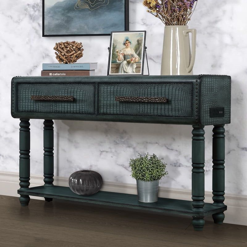 Parkwell Console Table With 2 Storage Drawer,Solid Wood Narrow Entryway ... regarding Entryway Console Table With Usb Ports, Lights & Rattan Drawer Fronts