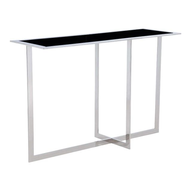 Pasargad Home Luxe Glass & Stainless Steel Console Table, Black | Chairish within The art of minimalist sophistication in modern living spaces