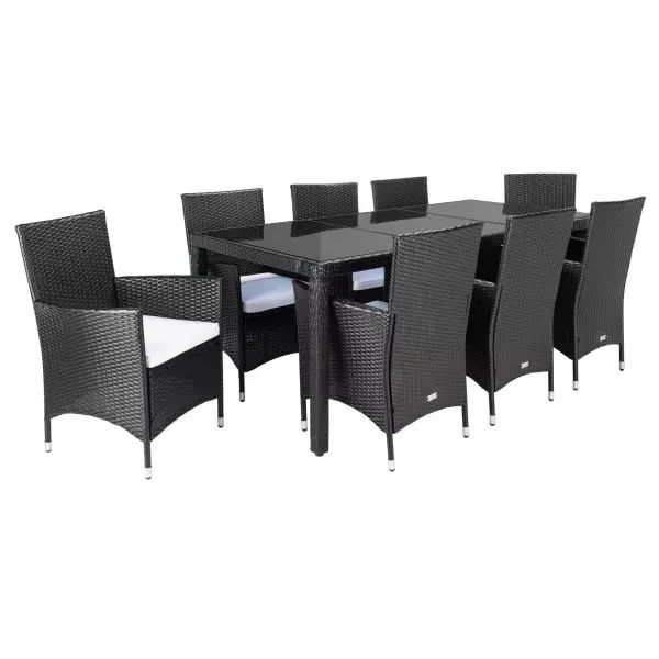 Pat7704A4Bx Hailee Dining Set In Black/White Cushion By Safavieh inside Safavieh Hailee Dining Set, Natural / White