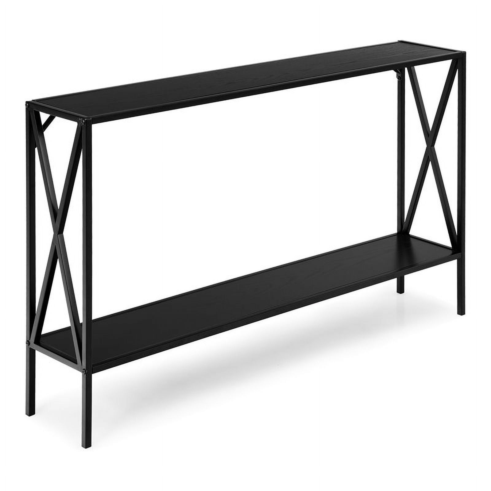 Pemberly Row 2-Tier Metal Frame Narrow Accent Side Entryway Console ... pertaining to Pemberly Row Entryway Table - Black