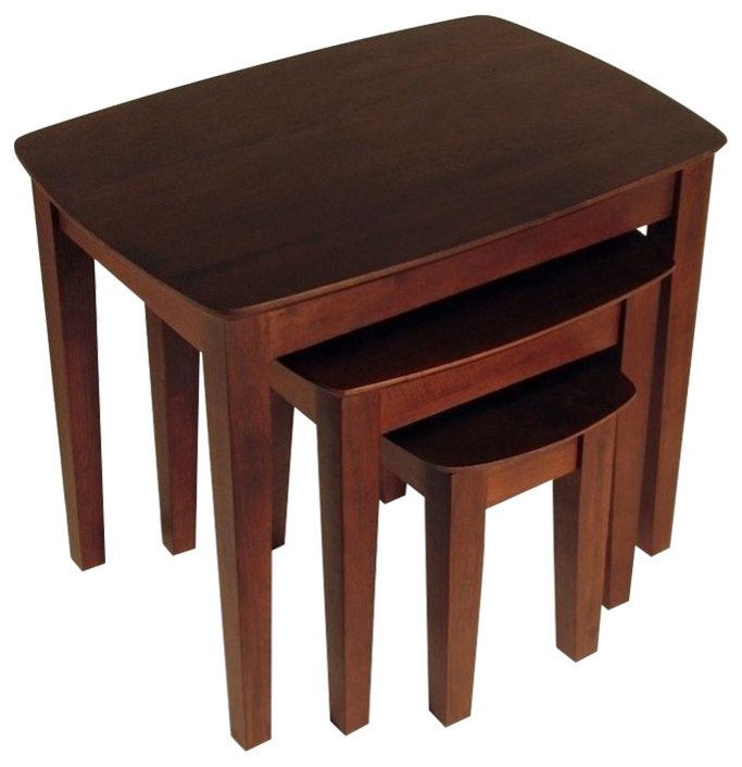 Pemberly Row 3-Piece Rectangular Top Solid Wood Nesting Tables In Antique Walnut - Transitional ... inside How Pemberly Row Nesting Tables Elevate Room Design