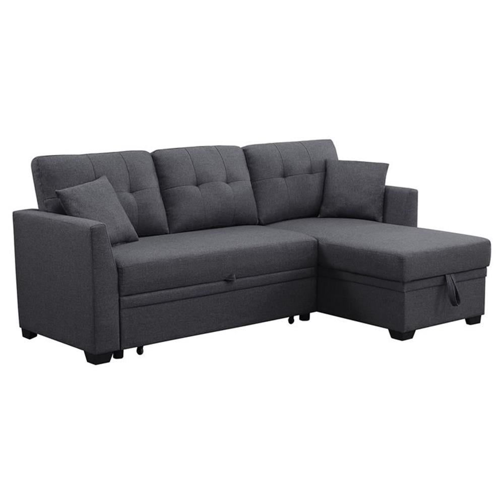 Pemberly Row 3-Seat Fabric Sleeper Sectional Sofa With Storage ... intended for Pemberly Row Gray Fabric Reversible Sleeper Sofa Usb Charger Storage Chaise