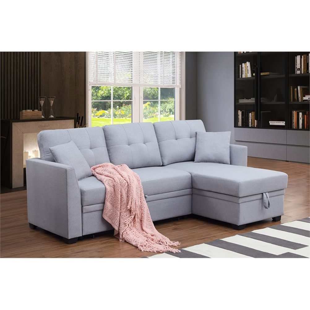 Pemberly Row 3-Seat Modern Fabric Sleeper Sectional Sofa With Storage ... for Pemberly Row Contemporary Fabric Upholstered Sleeper Sectional Teal