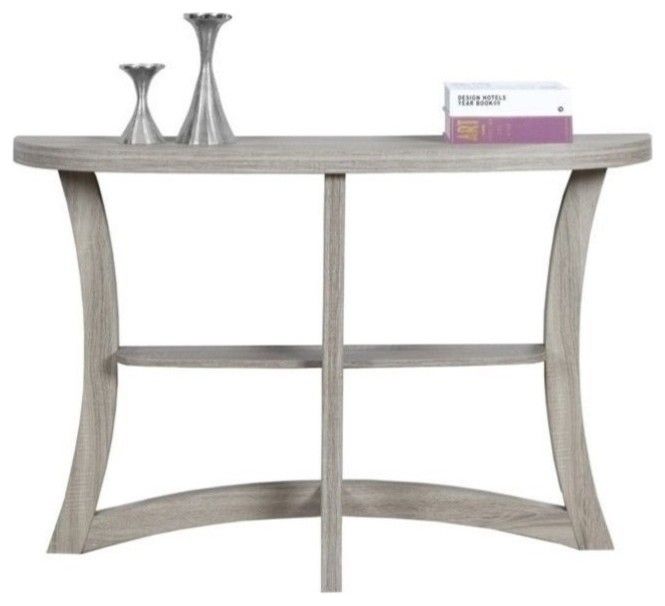 Pemberly Row 47" Half Moon Hall Wooden Console Accent Table In ... in Pemberly Row Half Moon Console Table In Antique White
