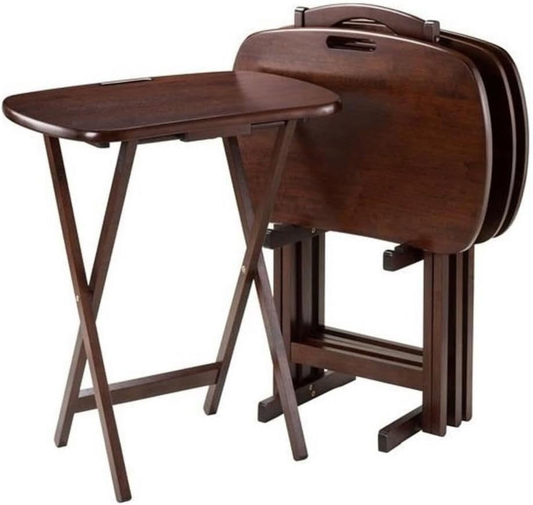 Pemberly Row 5-Piece Transitional Solid Wood Snack Table Set In Walnut - Walmart.com within How Pemberly Row Nesting Tables Elevate Room Design