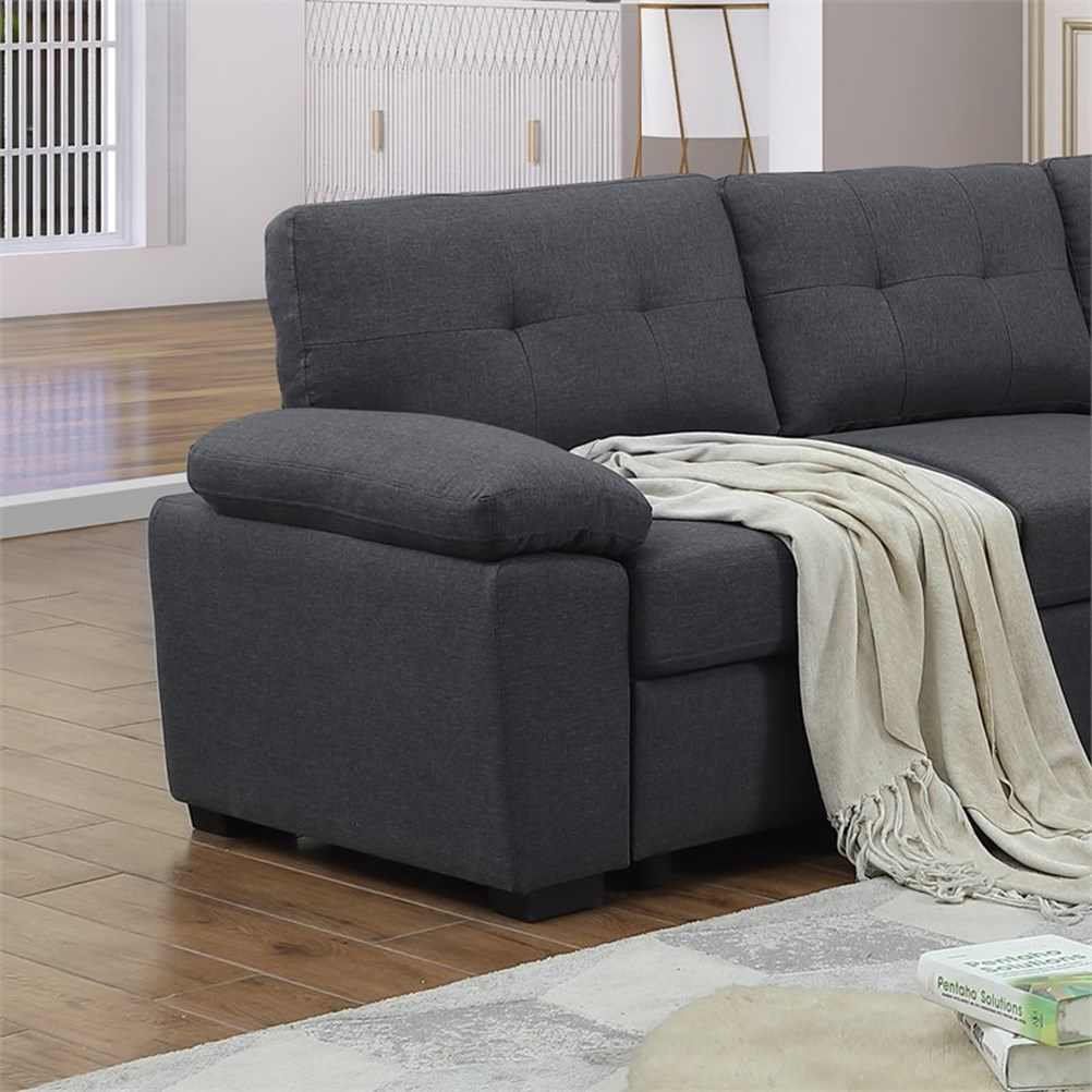 Pemberly Row 5-Seat Fabric Sleeper Sectional Sofa With Storage In Dark ... with regard to Pemberly Row Contemporary Fabric Reversible Sleeper Sectional Sofa In Light Gray