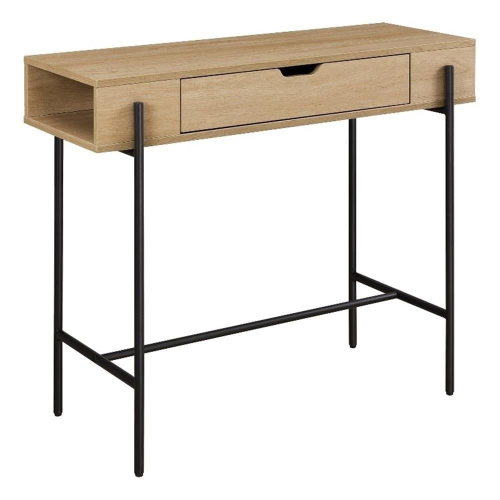 Pemberly Row Contemporary 1-Drawer Wood Entry Table - Oak / Black ... in Pemberly Row Entryway Table - Black