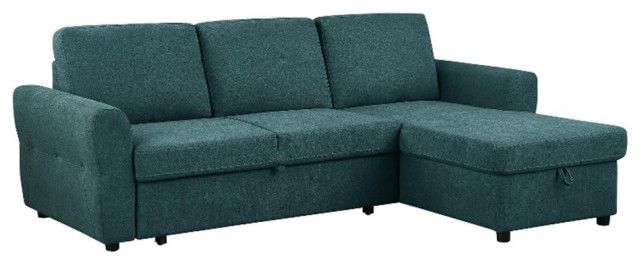 Pemberly Row Contemporary Fabric Upholstered Sleeper Sectional Teal ... for Pemberly Row Contemporary Fabric Upholstered Sleeper Sectional Teal