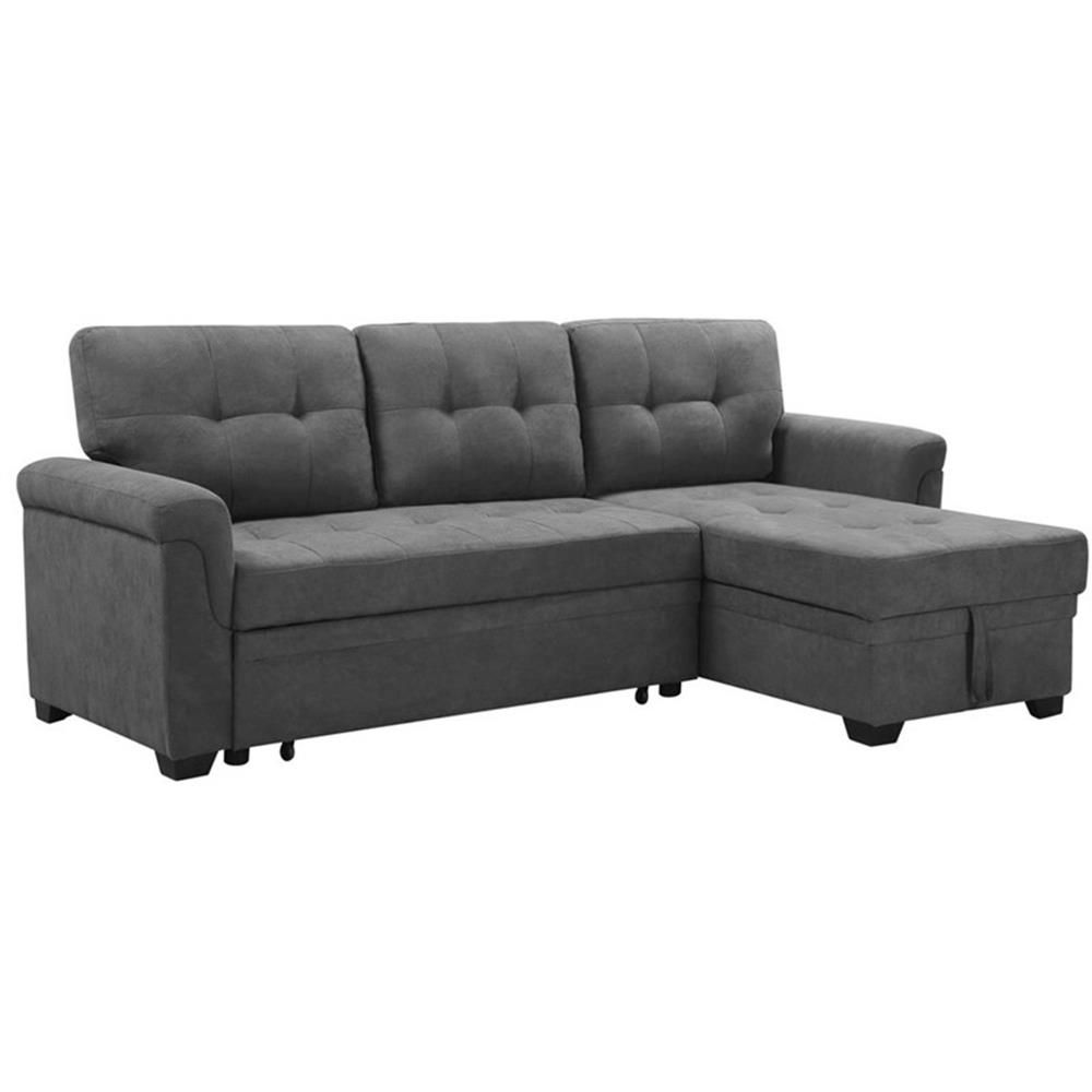 Pemberly Row Gray Fabric Reversible Sectional Sleeper Sofa Chaise With ... in Maximizing Comfort and Space with a Gray Chaise Sleeper
