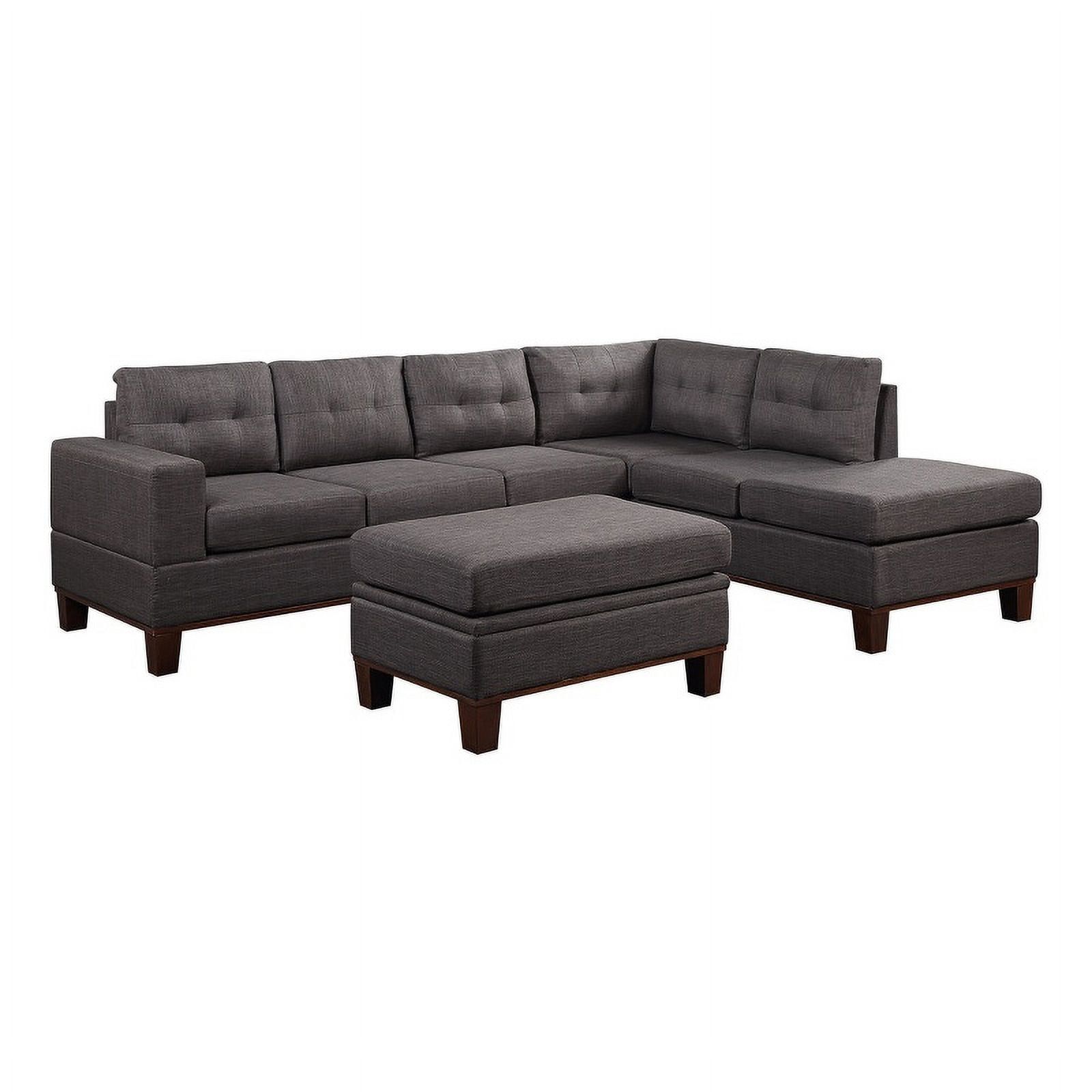 Pemberly Row Gray Fabric Reversible Sectional Sofa W/ Cupholder Storage ... in Maximizing space efficiency with integrated chaise and ottoman designs