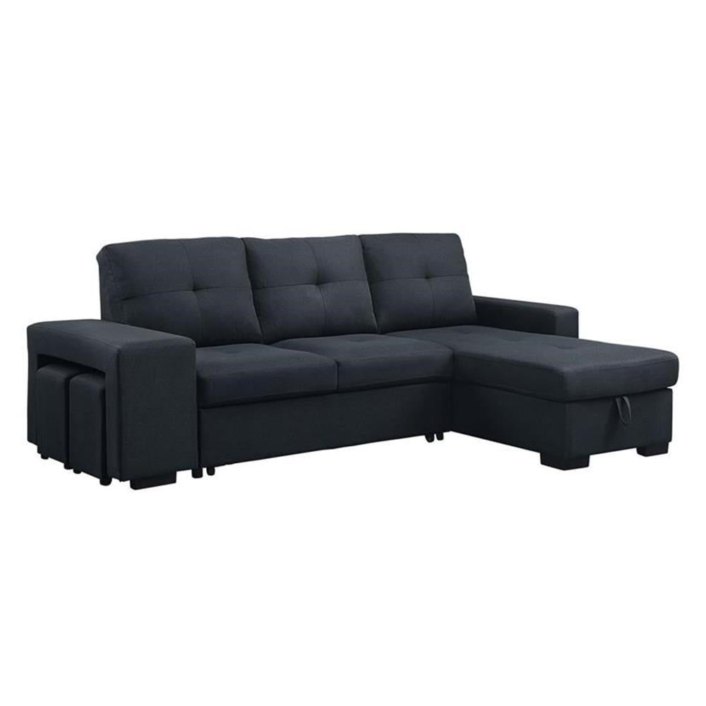 Pemberly Row Gray Fabric Sleeper Sectional Sofa W/ Reversible Storage ... regarding Pemberly Row Contemporary Fabric Reversible Sleeper Sectional Sofa In Light Gray