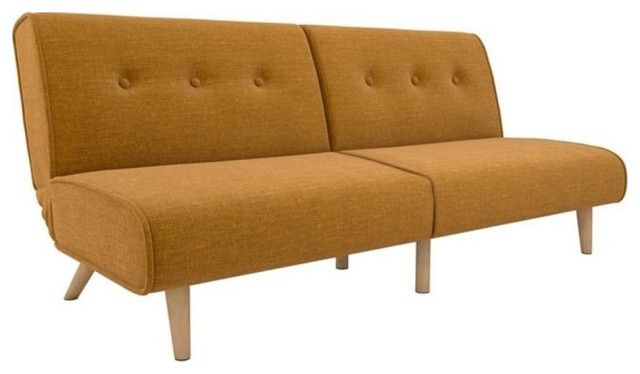 Pemberly Row Modern / Contemporary Sleeper Sofa In Mustard Finish - Midcentury - Futons - By ... within Pemberly Row Modern 88&amp;quot; Microfiber Buckskin Sleeper Sofa In Brown