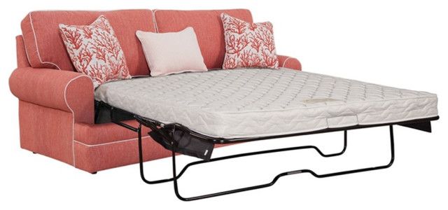 Pemberly Row Modern Sleeper Sofa With 3 Pillows In Pink Finish - Beach ... intended for Pemberly Row Modern Sleeper Sofa With 3 Pillows In Pink Finish