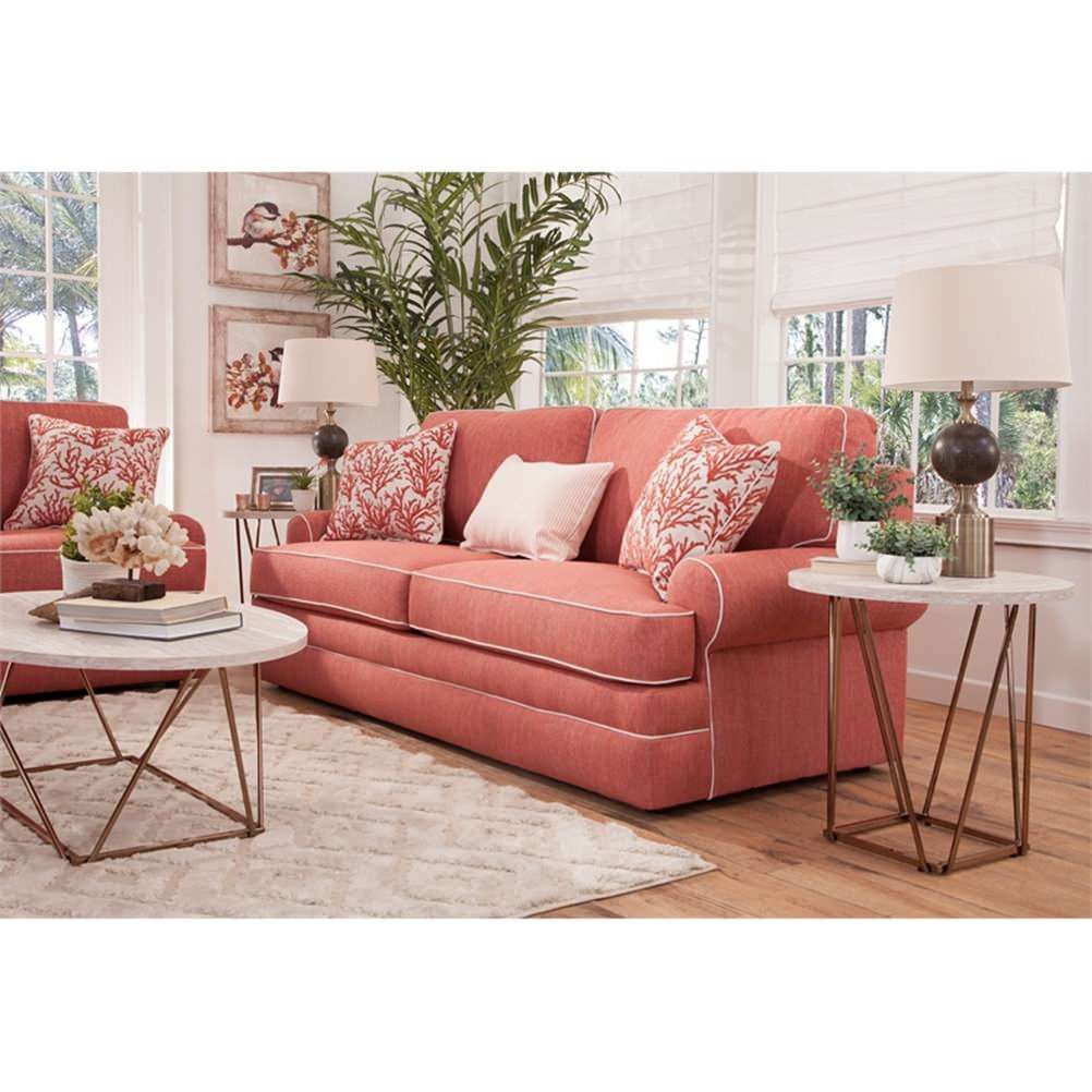 Pemberly Row Modern Sleeper Sofa With 3 Pillows In Pink Finish - Beach ... regarding Pemberly Row Modern Sleeper Sofa With 3 Pillows In Pink Finish