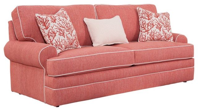 Pemberly Row Modern Sleeper Sofa With 3 Pillows In Pink Finish - Beach Style - Sleeper Sofas ... within A Closer Look at the Comfort and Style of the Pemberly Row Buckskin Sofa