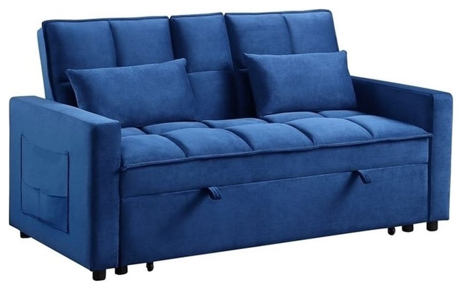 Pemberly Row Modern Velvet Sleeper Sofa With Cup Holder In Beige - Sleeper Sofas - By Homesquare ... inside Pemberly Row Modern 88&amp;quot; Microfiber Buckskin Sleeper Sofa In Brown