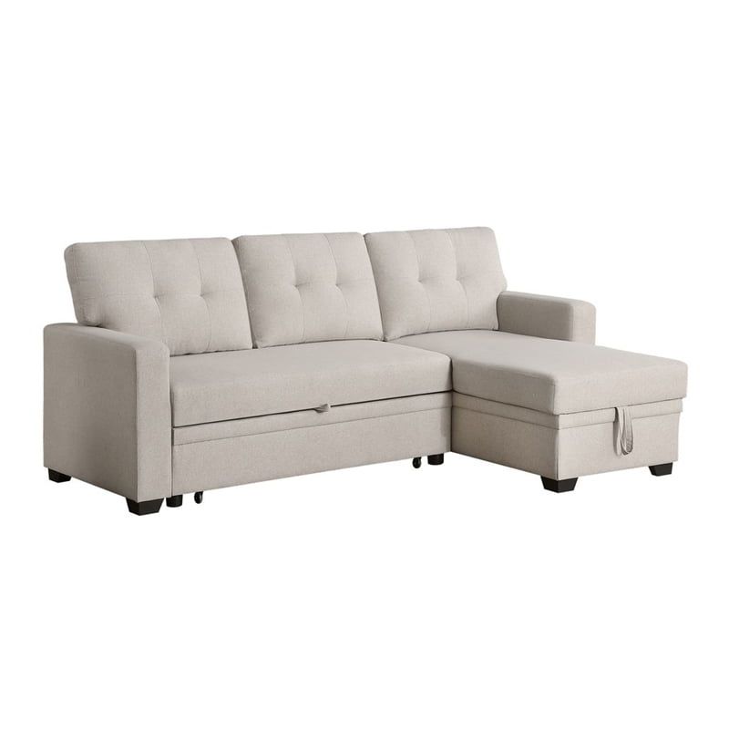 Pemberly Row Polyester Fabric Reversible Sleeper Sectional Sofa In ... with Pemberly Row Contemporary Fabric Reversible Sleeper Sectional Sofa In Light Gray