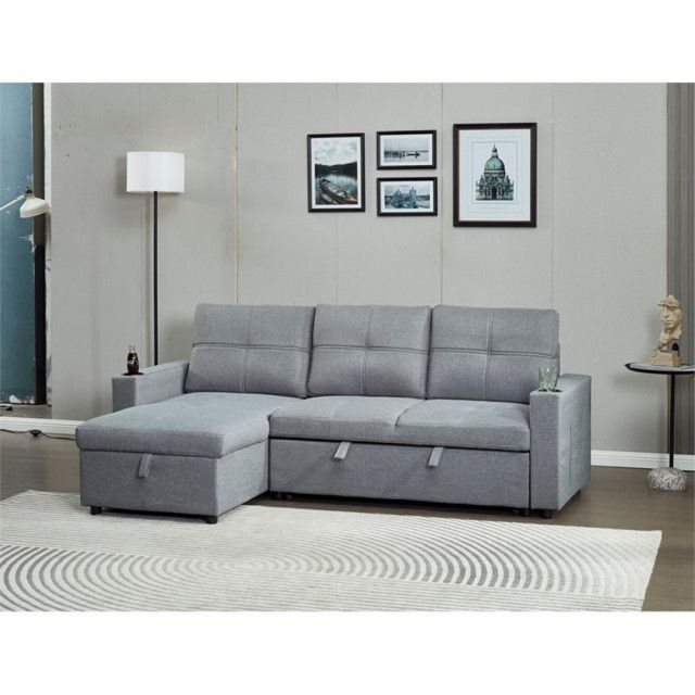 Pemberly Row Reversible Fabric Sleeper Sectional With Usb In Gray ... regarding The Versatile Pemberly Row Dark Gray Sectional How It Transforms Spaces