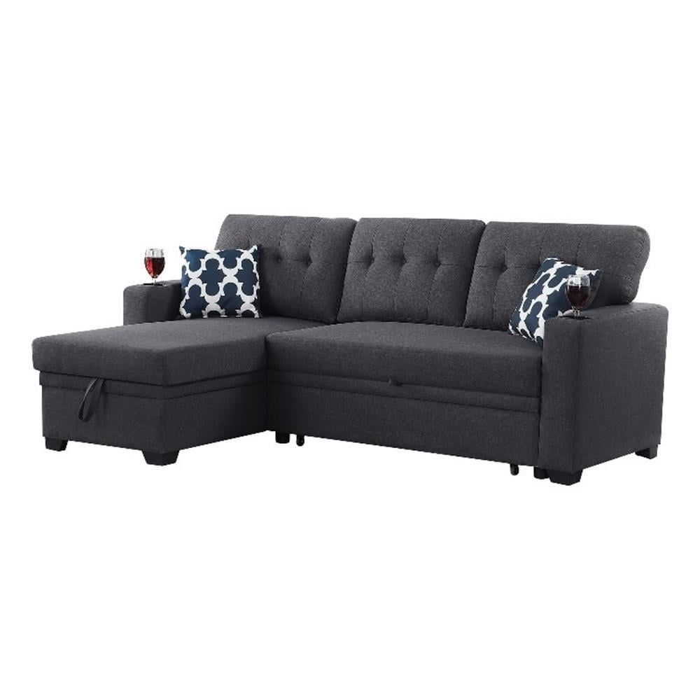 Pemberly Row Reversible Fabric Sleeper Sofa Bed & Chaise W/ Cup Holder ... with How to Choose the Perfect Reversible Fabric Sleeper Sofa for Your Home