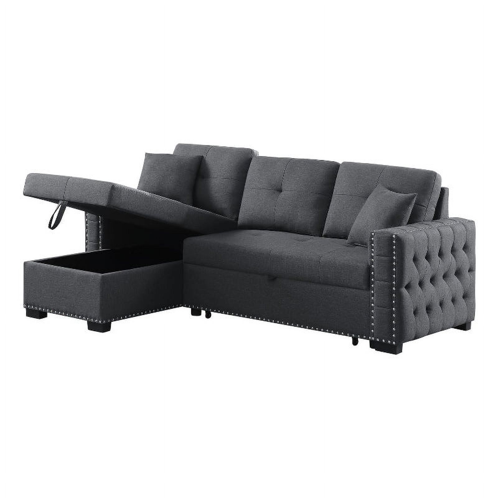 Pemberly Row Reversible Fabric Sleeper Sofa Bed & Storage Chaise In ... with regard to Pemberly Row Gray Fabric Reversible Sleeper Sofa Usb Charger Storage Chaise