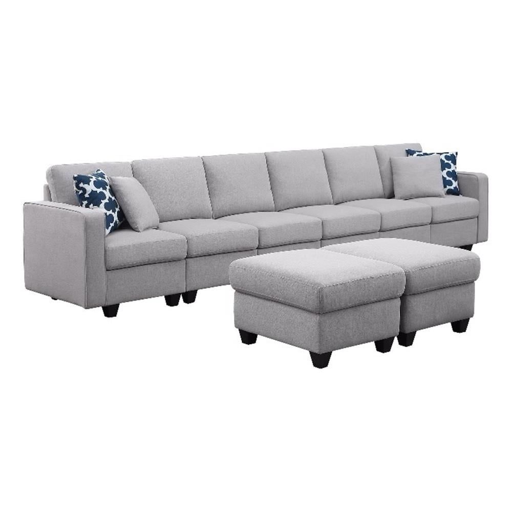 Pemberly Row Six Seat Fabric Reversible Modular Sofa & Two Ottoman ... within Maximizing space efficiency with integrated chaise and ottoman designs