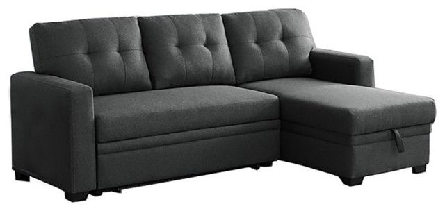 Pemberly Row Transitional Fabric Reversible Sleeper Sectional Sofa In ... with Pemberly Row Gray Fabric Reversible Sleeper Sofa Usb Charger Storage Chaise