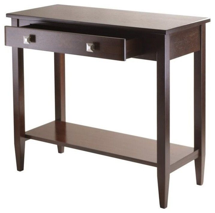 Pemberly Row Transitional Solid Wood Console Hall Table W/ Tapered Leg ... throughout Beyond the Entryway Understanding Mahogany Console Table Versatility