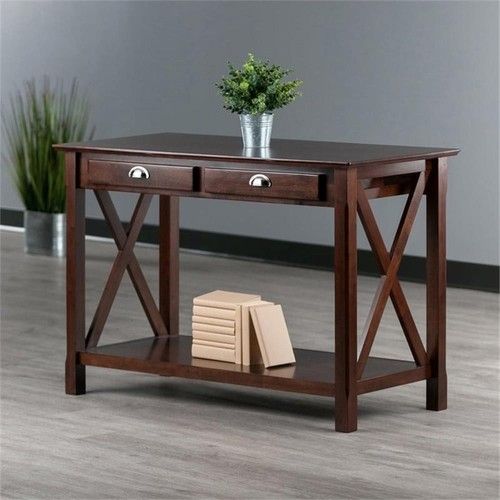 Pemberly Row Transitional Solid Wood Console Table With 2 Drawers In ... pertaining to Design elements that define the Pemberly Row rectangular solid wood console table