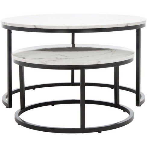 Peppino 2 Round Nest Coffee Table - White/Black - Safavieh : Target with regard to Safavieh Peppino 2 Round Nest Coffee Table, White/Black