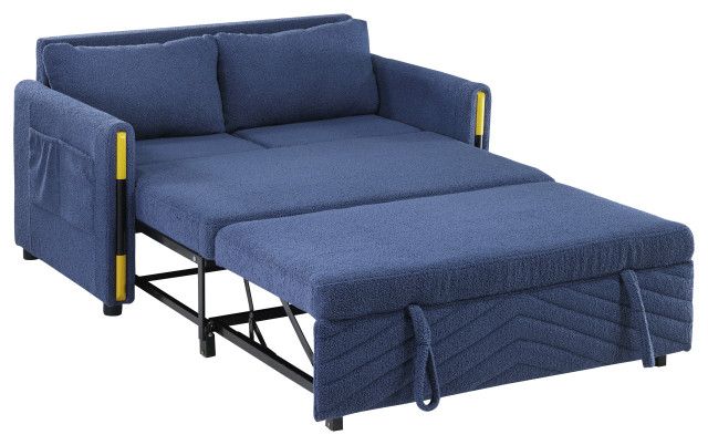 Percy 55.5"W Teddy Velvet Sleeper Loveseat With Dual-Pull Sleeper ... with regard to Percy 55.5"W Navy Teddy Velvet Sleeper Loveseat With Dual-Pull Sleeper Design